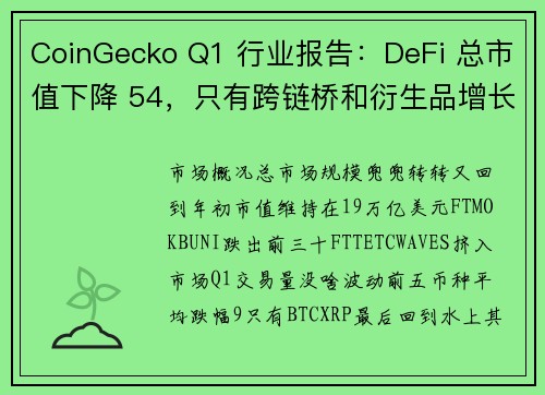 CoinGecko Q1 行业报告：DeFi 总市值下降 54，只有跨链桥和衍生品增长